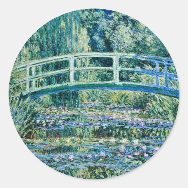Pegatina Redonda Claude Monet - Lilis De Agua Y Puente Japonés (Anverso)