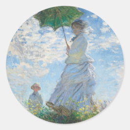 PEGATINA REDONDA CLAUDE MONET "MUJER CON UN SOLO PARASOLO"