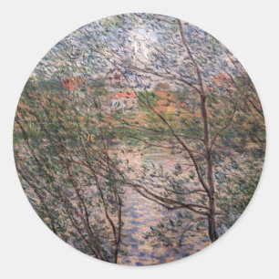 Pegatina Redonda Claude Monet - Primavera a través de las ramas