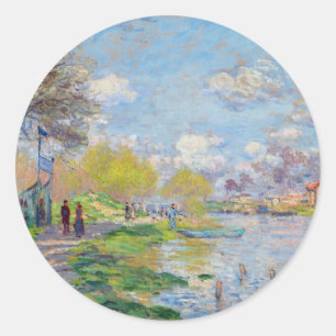 Pegatina Redonda Claude Monet - Primavera junto al Sena