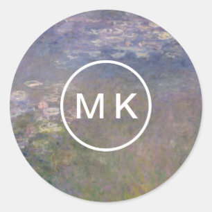 Pegatina Redonda Claude Monet   Water Lilies Agapanthus