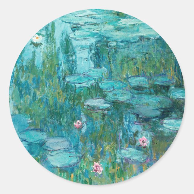 Pegatina Redonda Claude Monet Water Lilies Boda (Anverso)