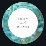 Pegatina Redonda Claude Monet Water Lilies Boda<br><div class="desc">Pegatina Boda Claude Monet Water Lilies</div>