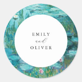 Pegatina Redonda Claude Monet Water Lilies Boda