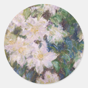 Pegatina Redonda Claude Monet - White Clematis
