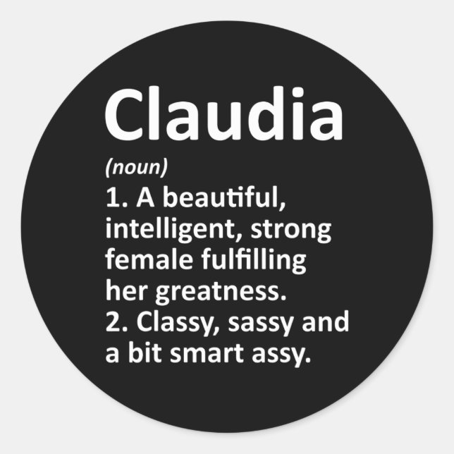 Pegatina Redonda Claudia Definition Personalized Name Funny Christm (Anverso)