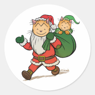 Pegatina Redonda Claus tronchante