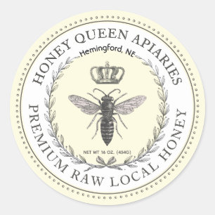 Pegatina Redonda Cláusula fronteriza de corona de miel de abeja rei