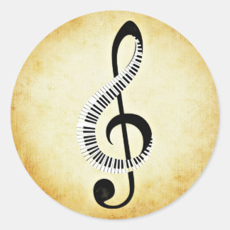 Pegatina Redonda Claves de piano en una musica