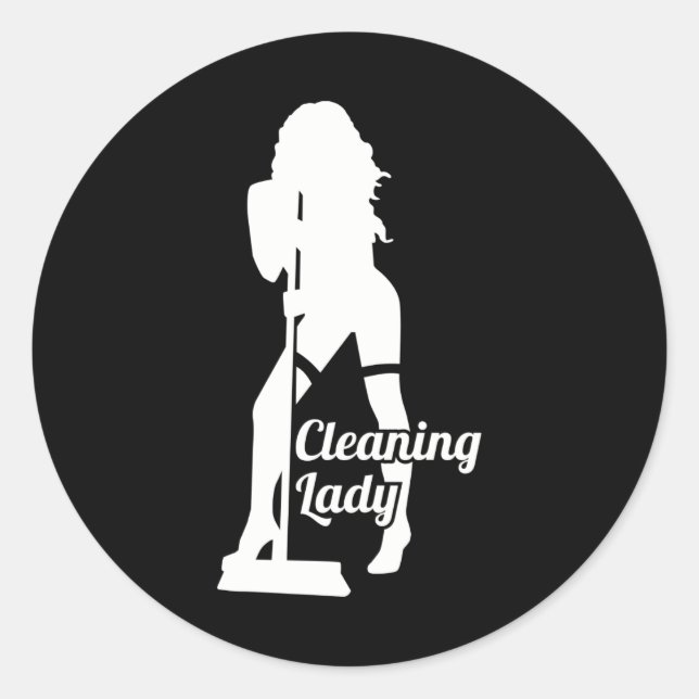 Pegatina Redonda Cleaning lady (Anverso)