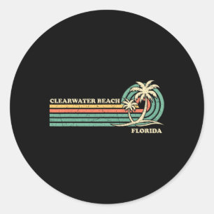 Pegatina Redonda Clearwater Beach Florida Vintage Family Vac