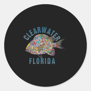 Pegatina Redonda Clearwater, Florida Beach Design _ Lujuria de recu