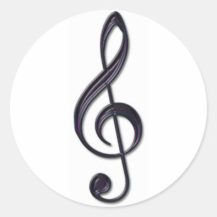 Pegatina Redonda Clef agudo de cristal de la obsidiana