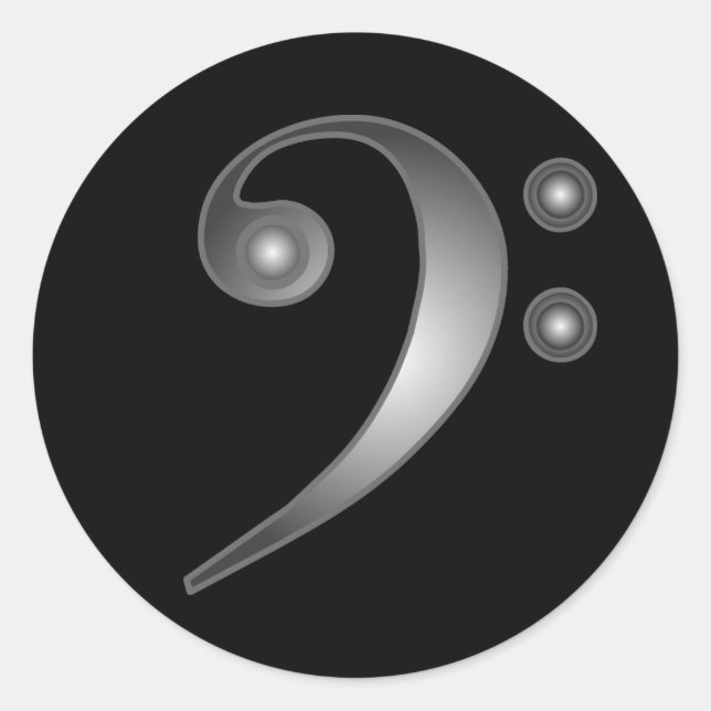 Pegatina Redonda Clef bajo metálico (Anverso)