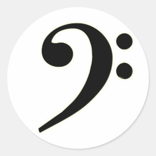 Pegatina Redonda Clef bajo negro