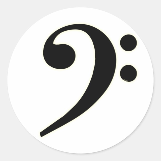 Pegatina Redonda Clef bajo negro (Anverso)
