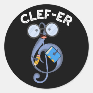 Pegatina Redonda Clef-er Chiste de Música Divertido 
