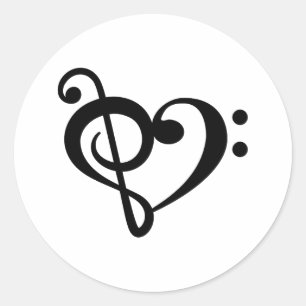 Pegatina Redonda Clef Musical Corazón de Amor
