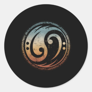 Pegatina Redonda Clef Yin Yang , guitarra básica, para el jugador d