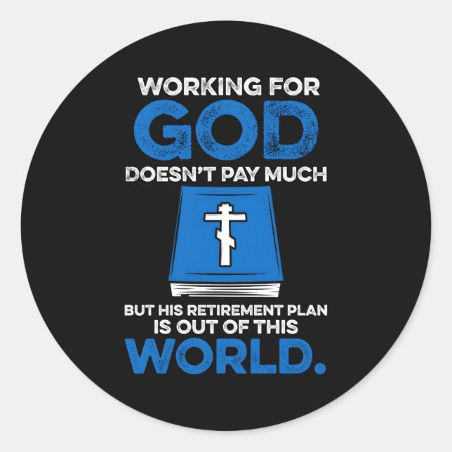 Pegatina Redonda Clérigo Ministro bíblico cristiano sacerdote (Anverso)