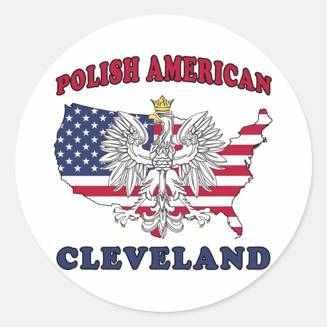 Pegatina Redonda Cleveland Ohio Polaco (Anverso)