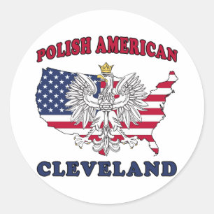 Pegatina Redonda Cleveland Ohio Polaco