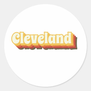 Pegatina Redonda Cleveland Retro Vintage Textos