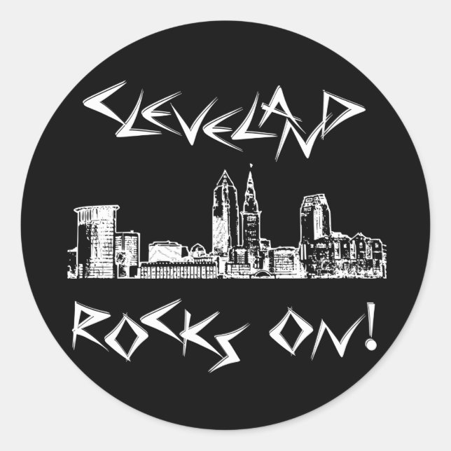 Pegatina Redonda ¡Cleveland Rocks! (Anverso)