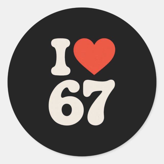 Pegatina Redonda Clic 67 Meme - I Love Six Seven  (Anverso)