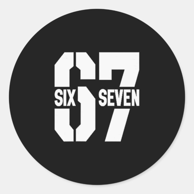 Pegatina Redonda Clic 67 Meme - I Love Six Seven  (Anverso)