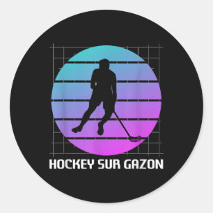 Pegatina Redonda Clic Hockey sobre Hierba Vintage Retro