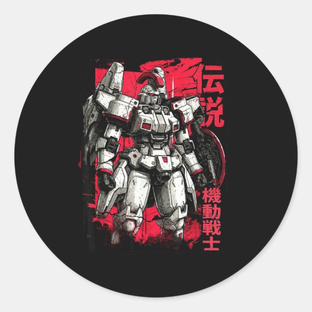 Pegatina Redonda Clic Japanese Legendary Mecha Warrior Robot  (Anverso)