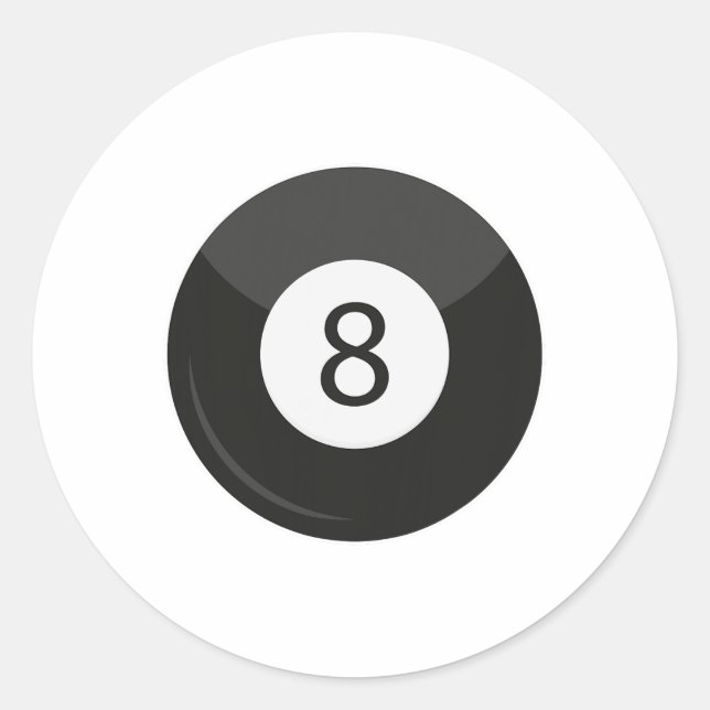 Pegatina Redonda Clic Magic 8 Eight Ll Billiards Pool Player Adulto (Anverso)