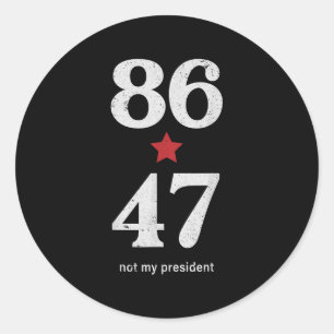 Pegatina Redonda Clic Vintage 80s Estilo 86 47 Anti Trump _1