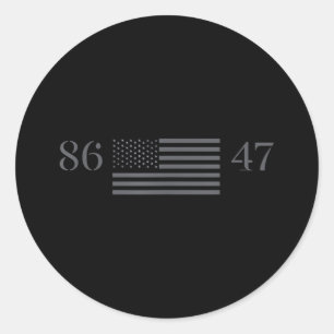 Pegatina Redonda Clic Vintage 80s Estilo 86 47 Anti Trump 8647 _1