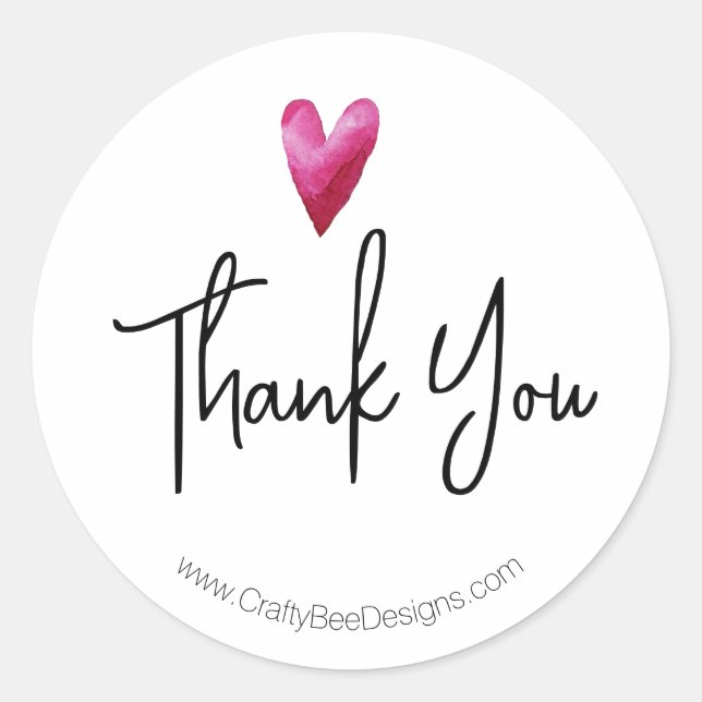 Pegatina Redonda Cliente Gracias Corazón de Acuarela (Anverso)