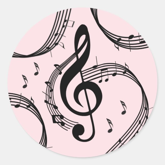 Pegatina Redonda Climactic G Clef Music Pink (Anverso)