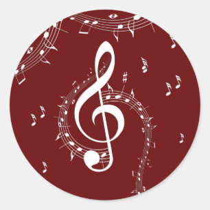 Pegatina Redonda Climactic G Clef Music Red