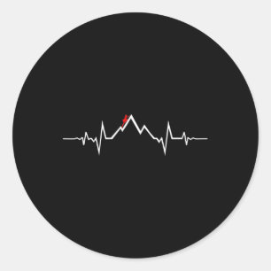 Pegatina Redonda Climber Climbing Heartbeat