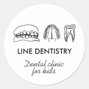 Pegatina Redonda Clínica dental de blanqueamiento dental moderno de