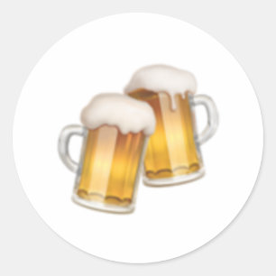 Pegatina Redonda Clinking Beer Mugs - Emoji