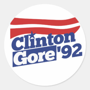 Pegatina Redonda Clinton Gore 92 retro Bill Clinton al gore