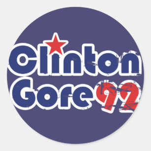 Pegatina Redonda Clinton Gore de 1992