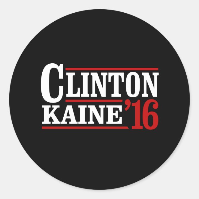 Pegatina Redonda Clinton Kaine 2016 - Rótulo retro — (Anverso)