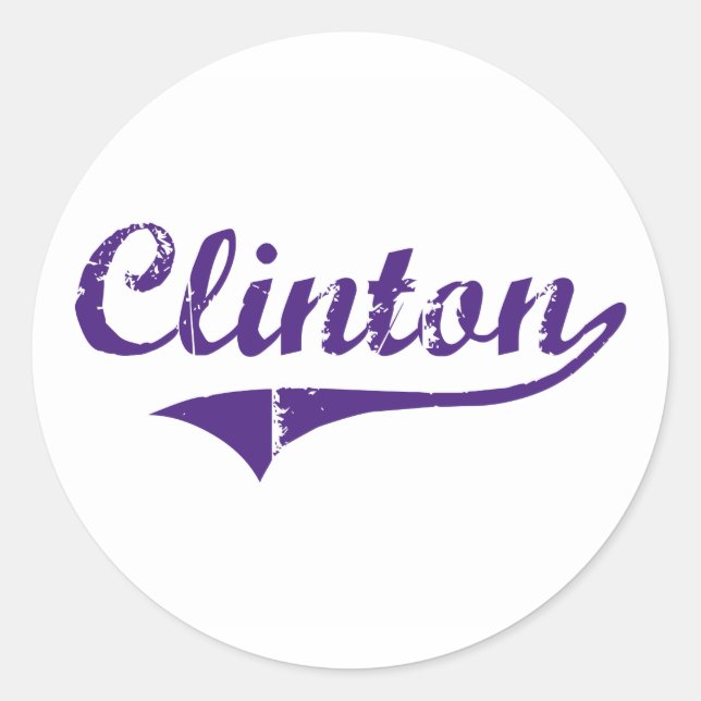 Pegatina Redonda Clinton Louisiana Classic Design (Anverso)