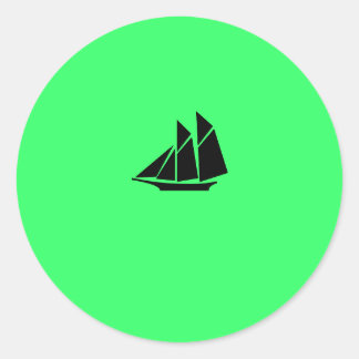 Pegatina Redonda Clipper de Ocean Glow_black-on-green