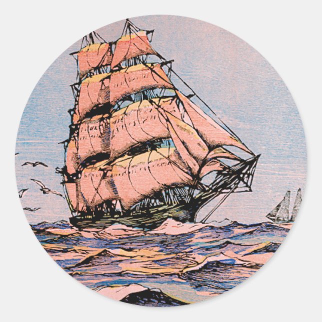 Pegatina Redonda Clipper Ship Ann McKim (Anverso)