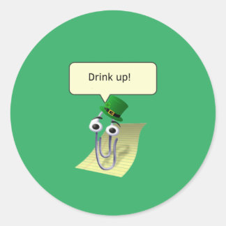 Pegatina Redonda Clippy St. Patrick's Day