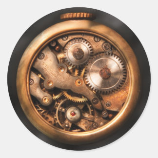 Pegatina Redonda Clockmaker - engranajes