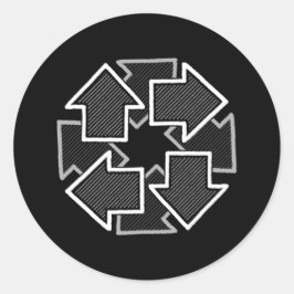 Pegatina Redonda Clockwise Arrows Minimal Geometric Black Variant 2